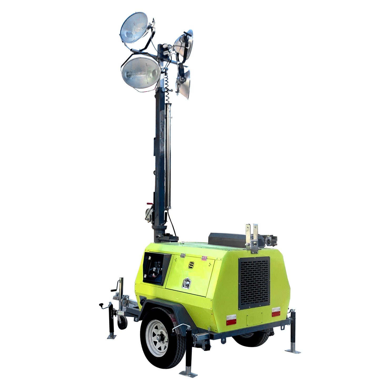 4x320W LED Mobile Light Tower Battery Powered Work Light with Telescopic Mast | Portable Solar Energy Lighting System