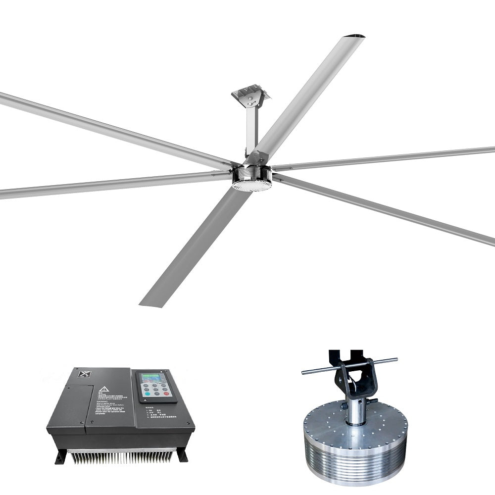 12ft to 24ft HVLS Ceiling Fan PMSM industrial Commercial Fan 5 Blades 1kw 1.5kw