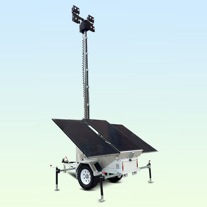 4x320W LED Mobile Light Tower Battery Powered Work Light with Telescopic Mast | Portable Solar Energy Lighting System